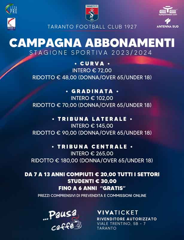 campagna abbonamenti taranto calcio